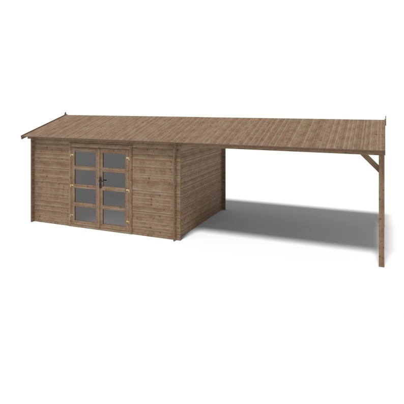 Tuinhuis met Overkapping Noud | 800x300 cm | Geïmpregneerd