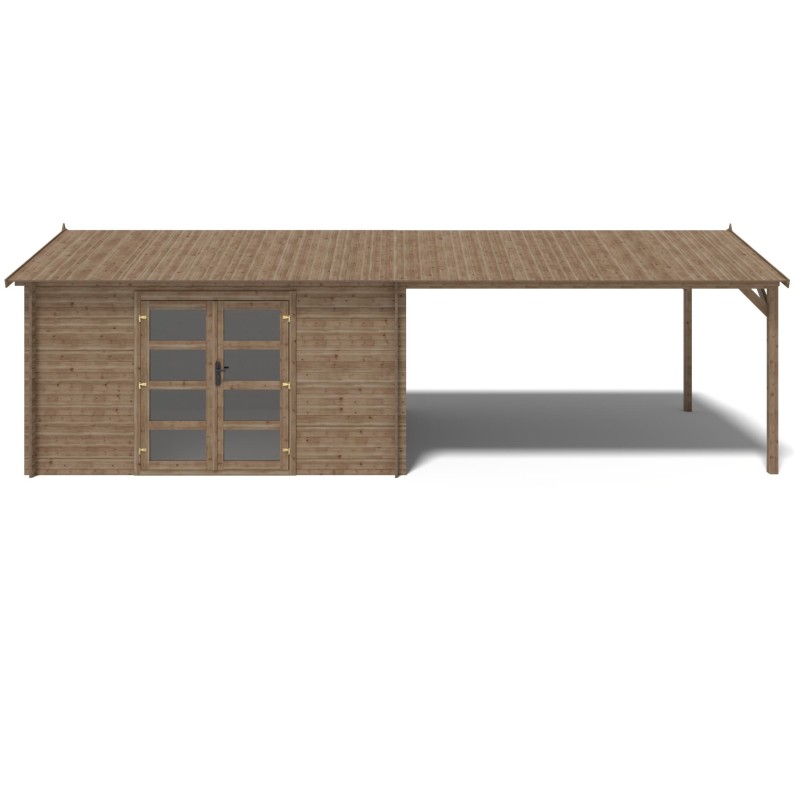 Tuinhuis met Overkapping Noud | 800x300 cm | Geïmpregneerd