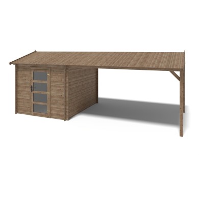 Houten tuinhuis – 2.5x3 m met aanbouw  4x2.76 m - 18.56 m² – Geïmpregneerd