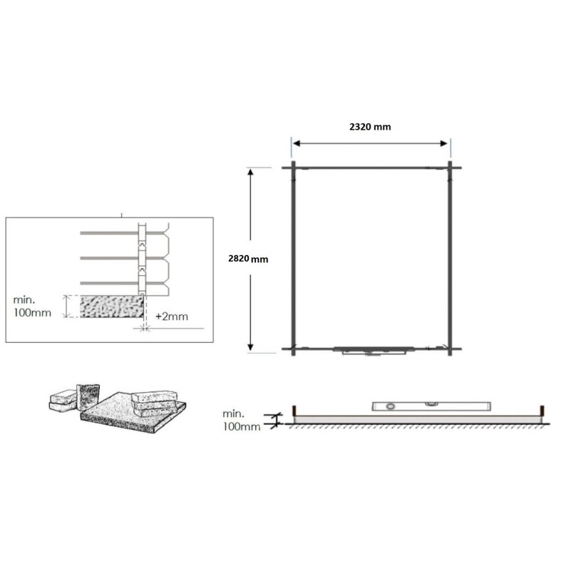 Houten tuinhuis – 2.5x3 m met aanbouw  4x2.76 m - 18.56 m² – Geïmpregneerd