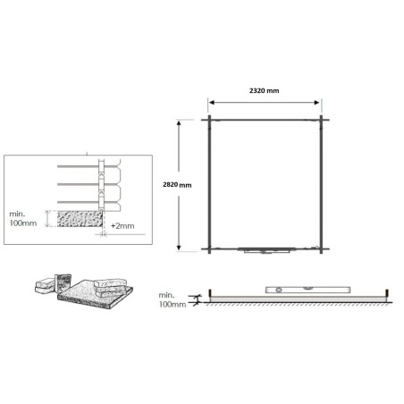 Houten tuinhuis – 2.5x3 m met aanbouw 2.5x2.76 m - 18.56 m² – Geïmpregneerd