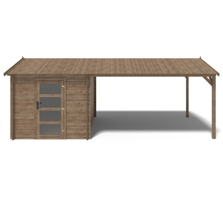 Houten tuinhuis – 2.5x3 m met aanbouw 2.5x2.76 m - 18.56 m² – Geïmpregneerd