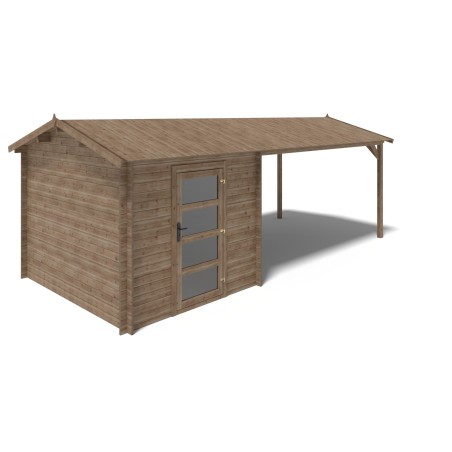 Houten tuinhuis – 2.5x3 m met aanbouw  4x2.76 m - 18.56 m² – Geïmpregneerd