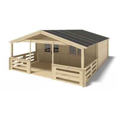 Houten tuinhuis - 6x5 m - 48 m² met terras