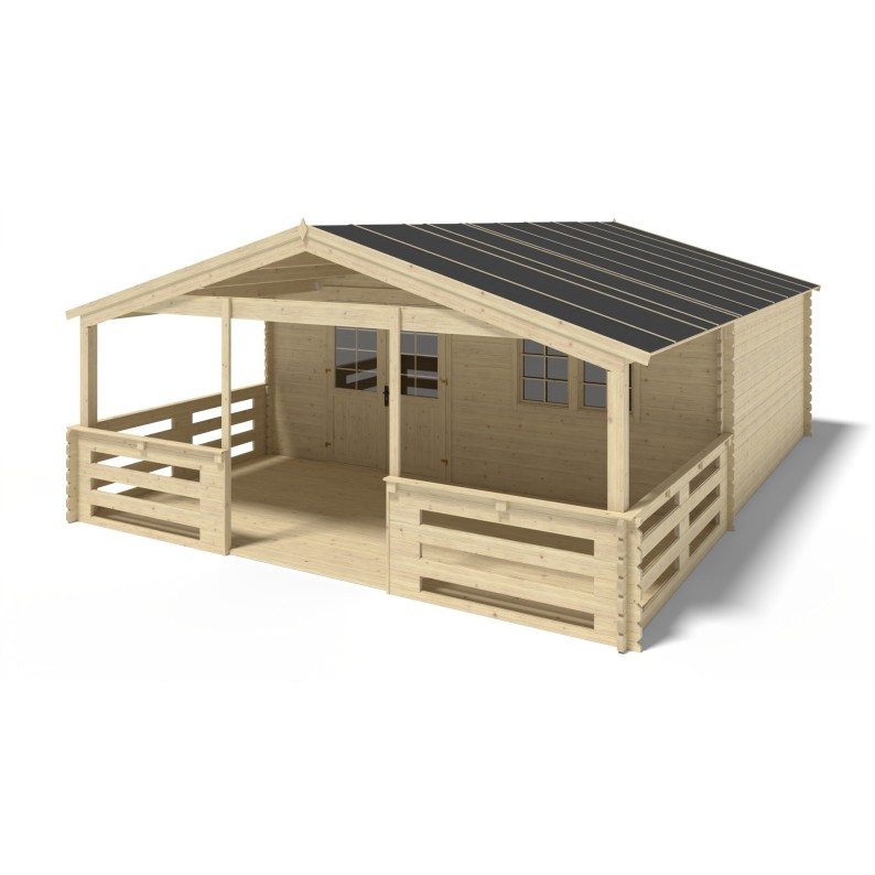 Houten tuinhuis - 6x5 m - 48 m² met terras