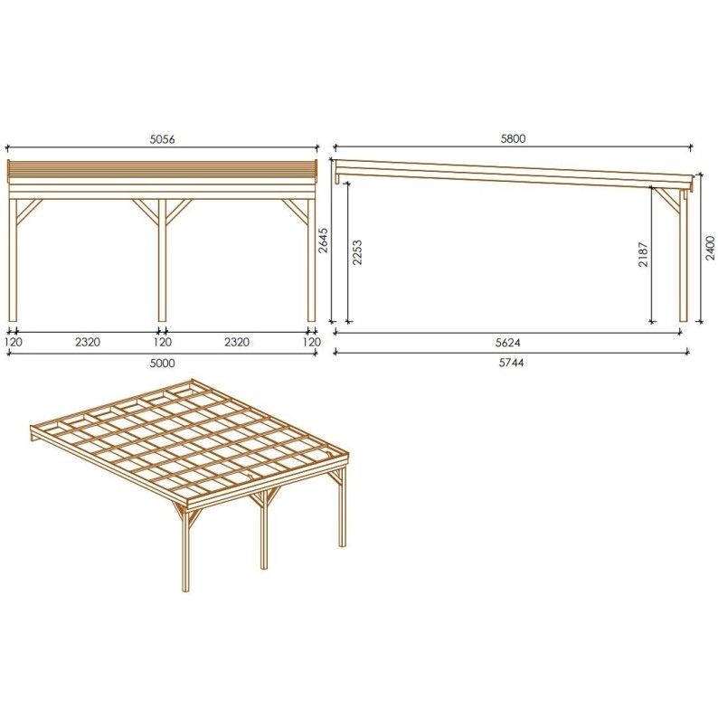 Carport, garageschuilplaats - 5.8x5.06 m - 29 m² - PVC-afdekking