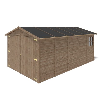 Houten garage 14.94 m² - 3.05x4.93 m - 18 mm - Kleur: bruin - Geïmpregneerd