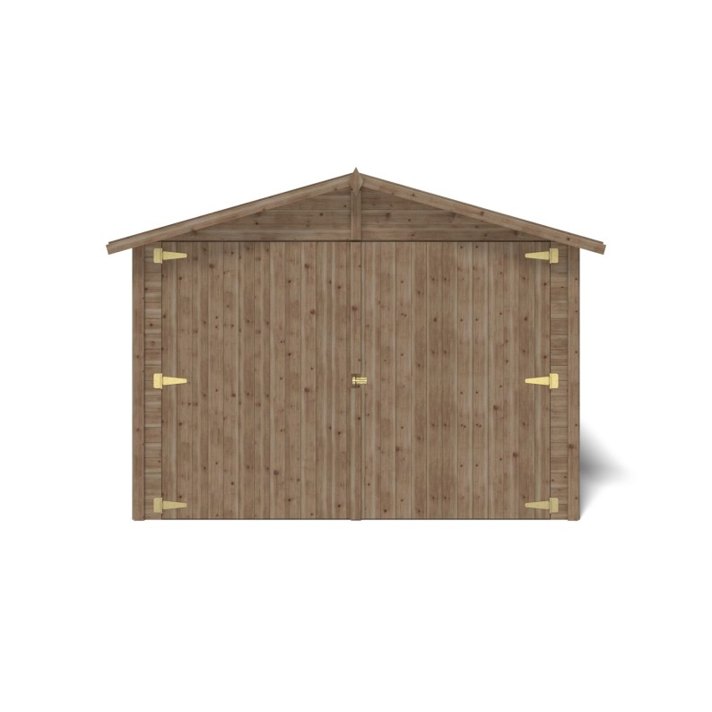 Houten garage 14.94 m² - 3.05x4.93 m - 18 mm - Kleur: bruin - Geïmpregneerd