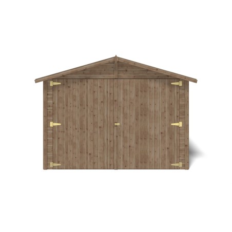Houten garage 14.94 m² - 3.05x4.93 m - 18 mm - Kleur: bruin - Geïmpregneerd