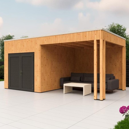 Rhombus Tuinhuis met overkapping Emily | 600x300cm | Inclusief montage