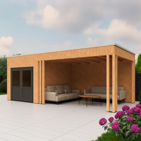 Rhombus Tuinhuis met overkapping Emily | 700x300cm | Inclusief montage
