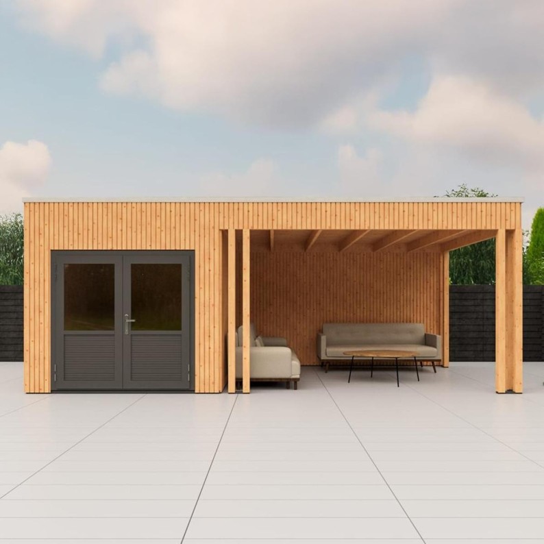 Rhombus Tuinhuis met overkapping Emily | 700x300cm | Inclusief montage