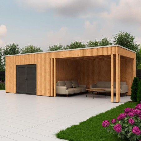 Rhombus Tuinhuis met overkapping Emily | 800x300cm | Inclusief montage