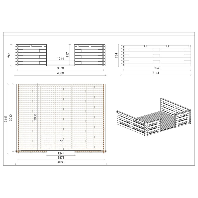 Veranda voor het huisje 4x3 m - Kleur transparant