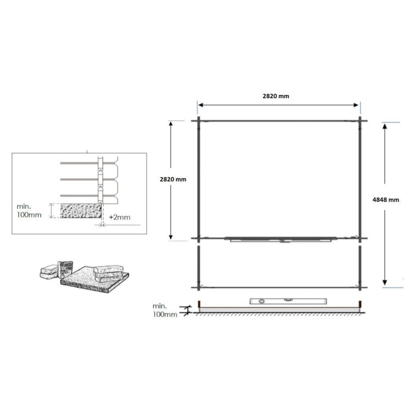 Houten tuinhuis - 3x3 m - 15 m² met terras - Geïmpregneerd