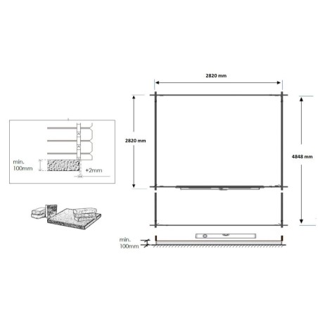 Houten tuinhuis - 3x3 m - 15 m² met terras - Geïmpregneerd