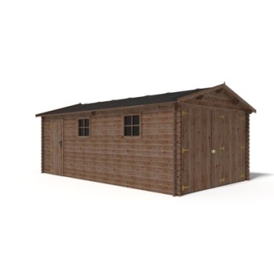 Houten garage 21 m² - 3.5x6 m - 28 mm - Kleur: bruin - Geïmpregneerd
