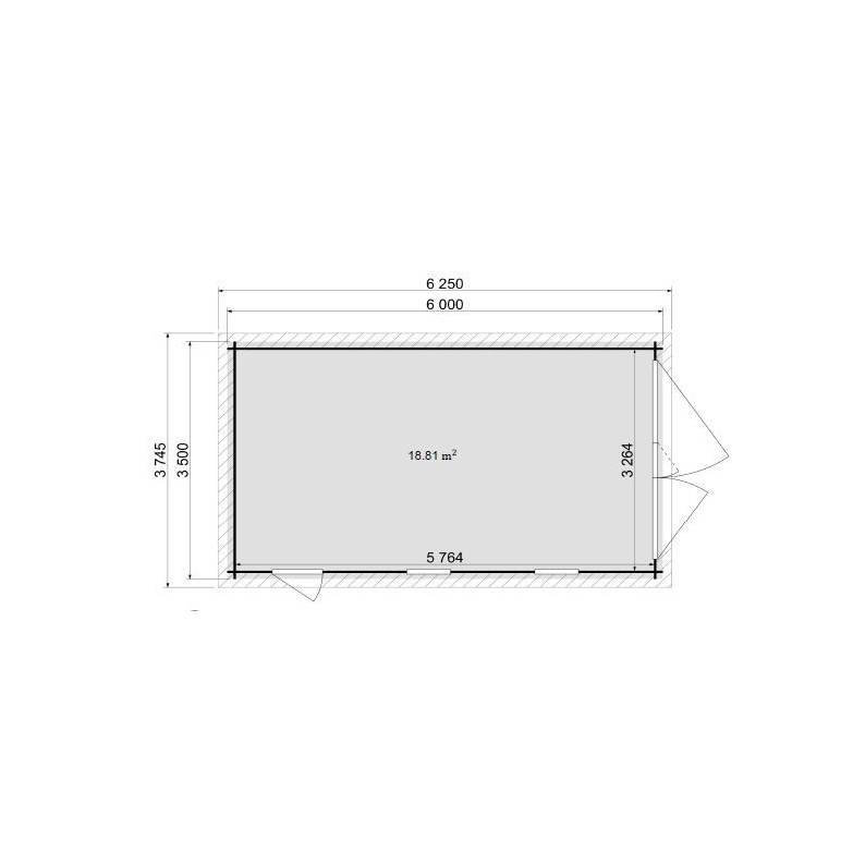 Houten garage 21 m² - 3.5x6 m - 28 mm - Kleur: bruin - Geïmpregneerd