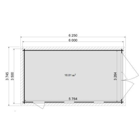 Houten garage 21 m² - 3.5x6 m - 28 mm - Kleur: bruin - Geïmpregneerd