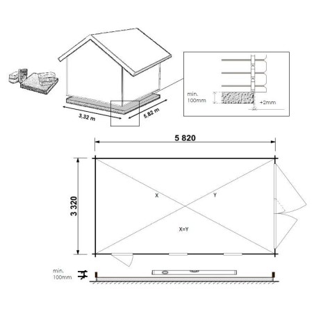 Houten garage 21 m² - 3.5x6 m - 28 mm - Kleur: bruin - Geïmpregneerd
