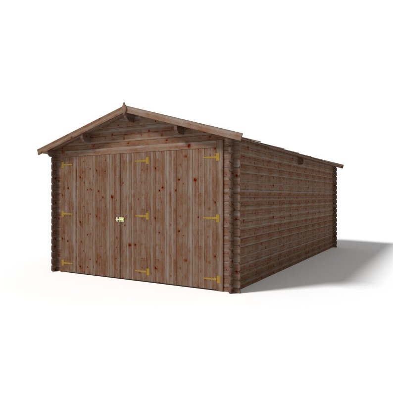 Houten garage 21 m² - 3.5x6 m - 28 mm - Kleur: bruin - Geïmpregneerd