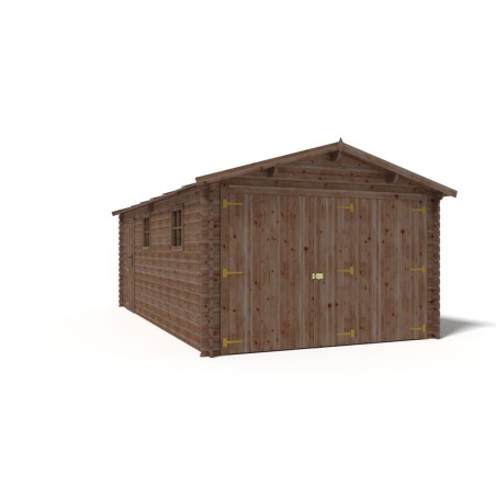 Houten garage 21 m² - 3.5x6 m - 28 mm - Kleur: bruin - Geïmpregneerd