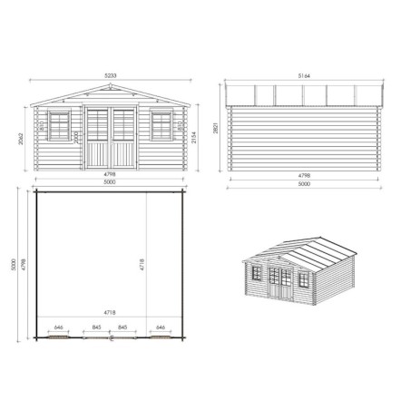 Houten tuinhuis 25 m² - 5x5 m - 40 mm