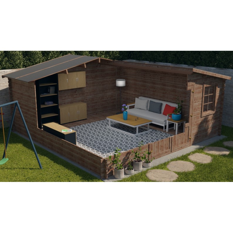 Houten tuinhuis 25 m² - 5x5 m - 28 mm - Geïmpregneerd