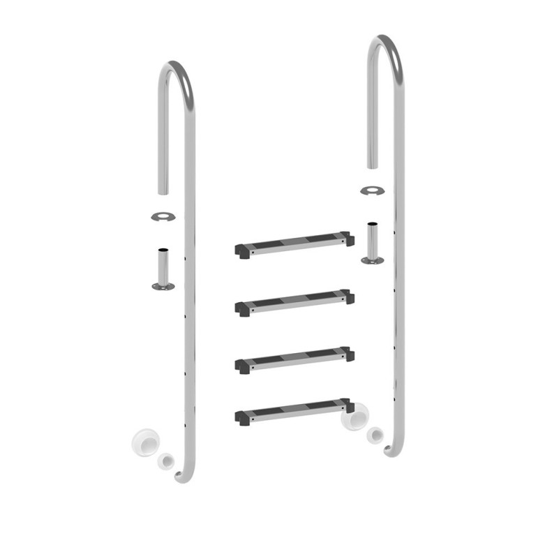 RVS zwembadtrap met 4 treden