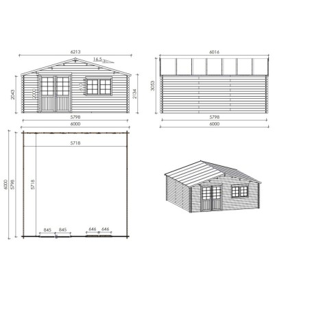 Houten tuinhuis 36 m² - 6x6 m - 40 mm