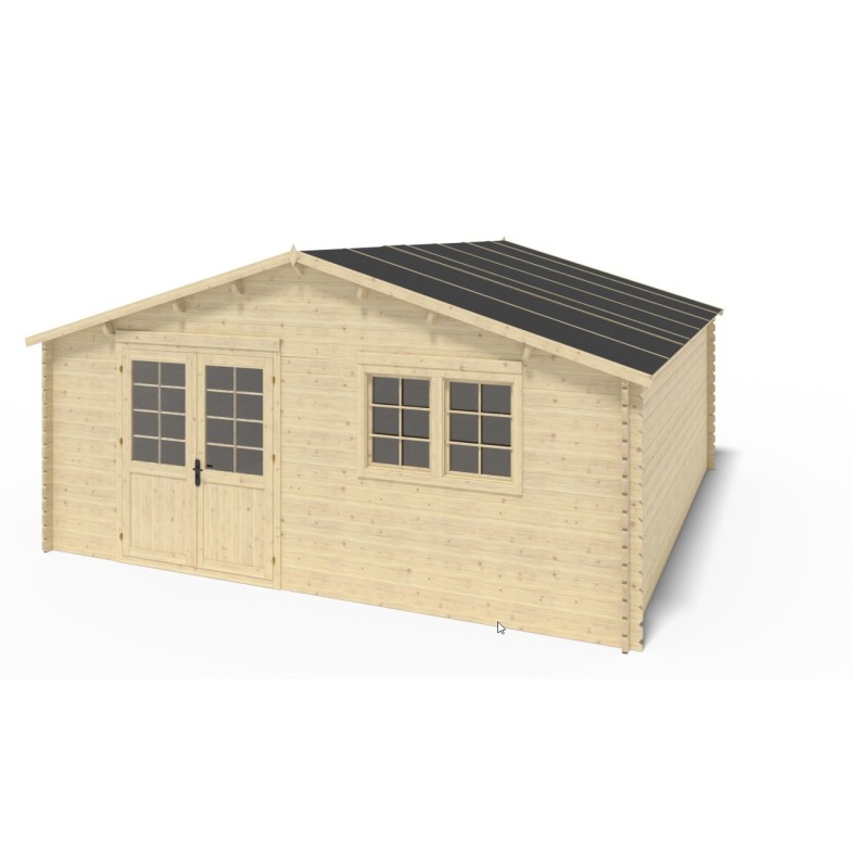 Houten tuinhuis - 6x6 m - 48 m² met terras