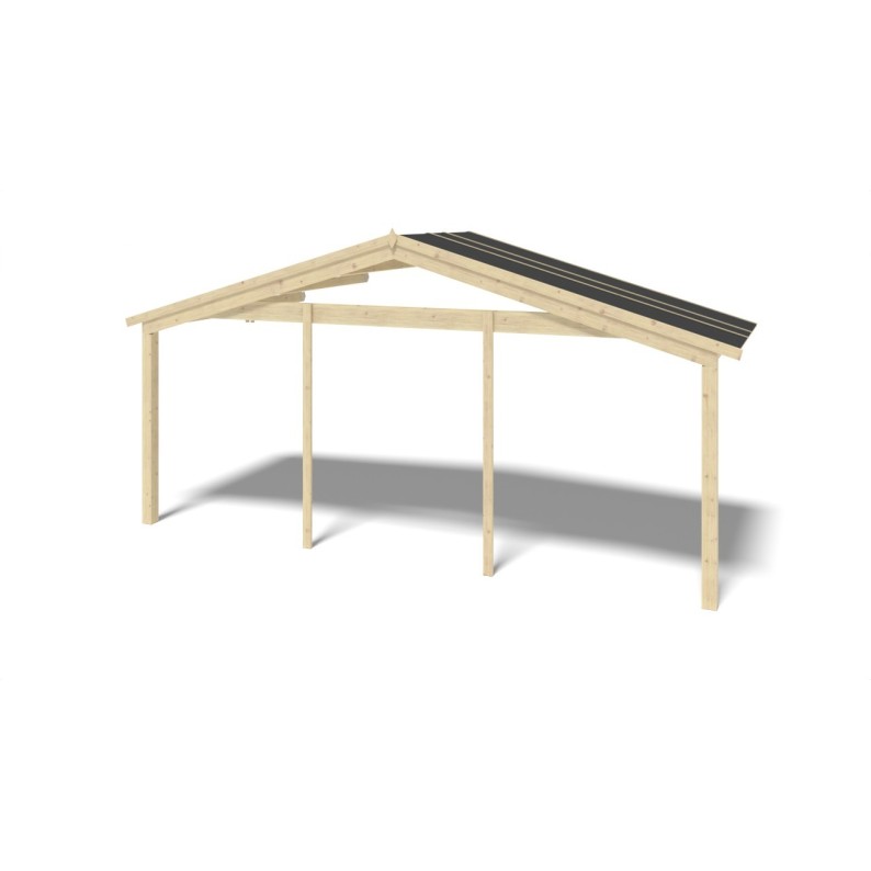 Houten tuinhuis - 6x6 m - 48 m² met terras