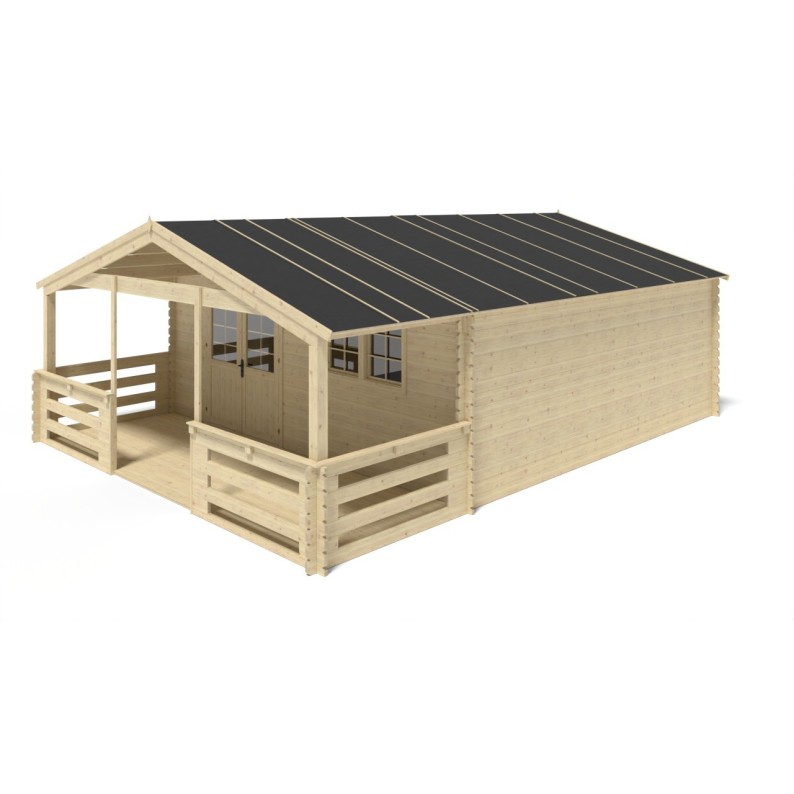 Houten tuinhuis - 6x6 m - 48 m² met terras