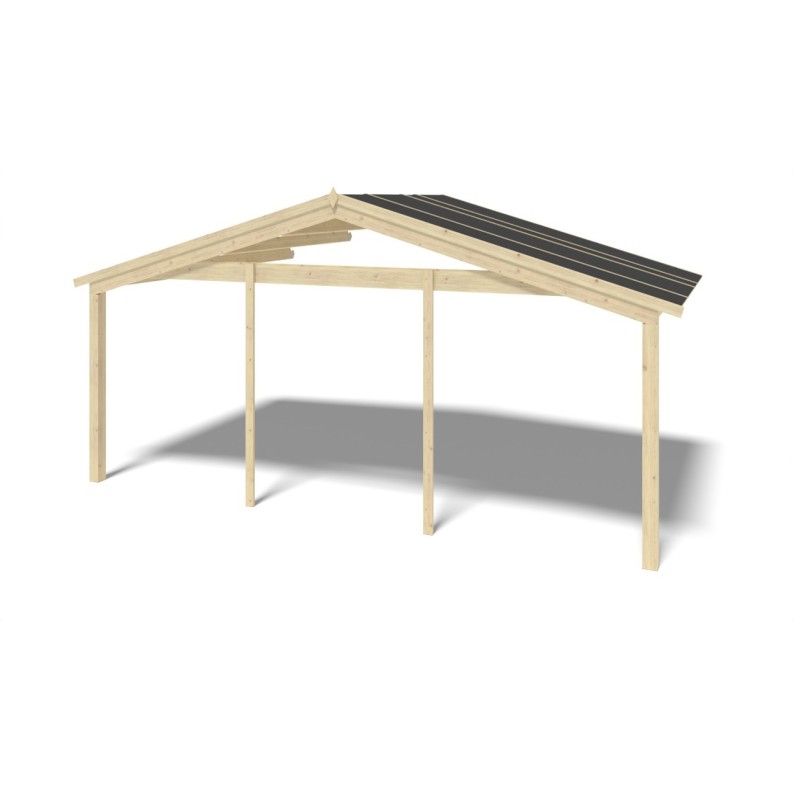 Houten tuinhuis - 6x6 m - 54 m² met terras