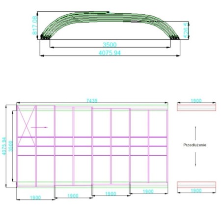 Zwembadoverkapping Horizon – 7.43x3.5 m – poliwęglan komorowy 8 mm – voor zwembad BAS7308