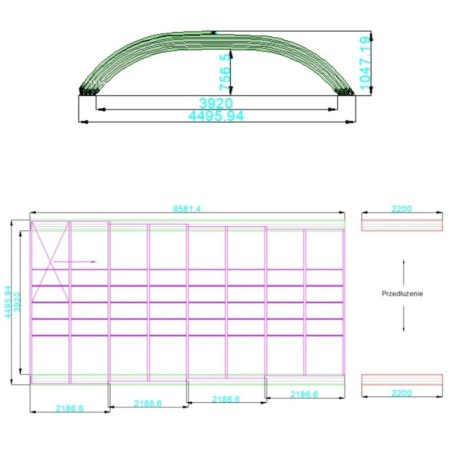 Zwembadoverkapping Horizon – 8.58x3.92 m – Massief polycarbonaat 3 mm – voor zwembad BAS7309