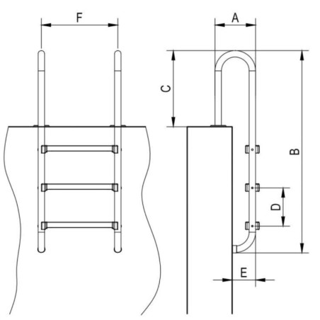 RVS zwembadladder met 3 treden