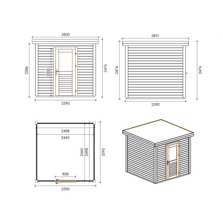 Traditioneel Tuinhuis Rava 200x200 cm | Geïmpregneerd