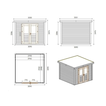 Traditioneel tuinhuis Aura 300x300cm | Geïmpregneerd