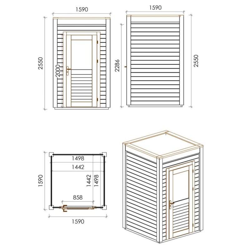 Modern Tuinhuis Veya | 150x150 cm | Geïmpregneerd