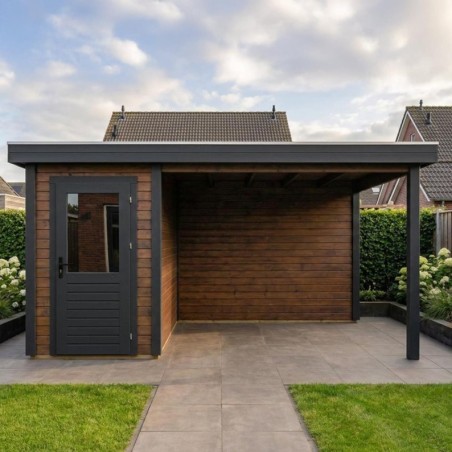 Traditioneel tuinhuis met overkapping Mira 450x250cm