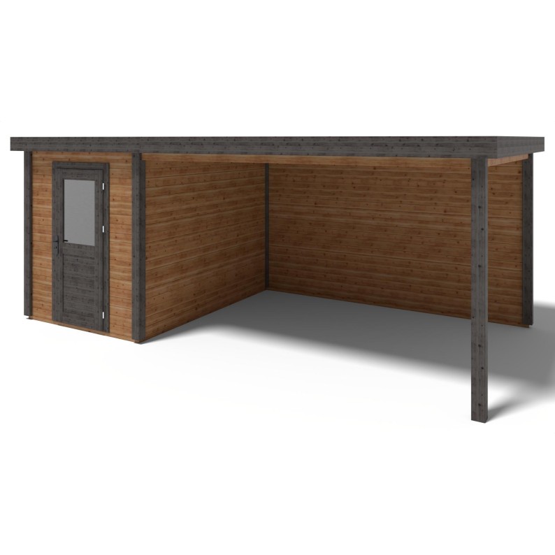 Modern Tuinhuis met Overkapping Vala 600x300 cm Geïmpregneerd