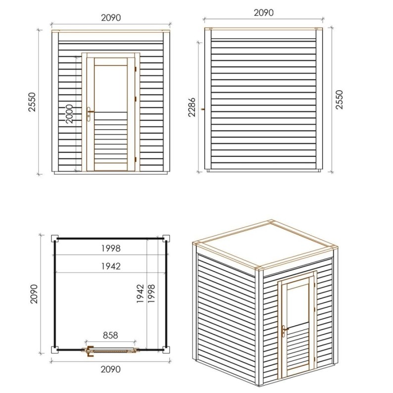 Modern Tuinhuis Luma | 200x200 cm | Geïmpregneerd