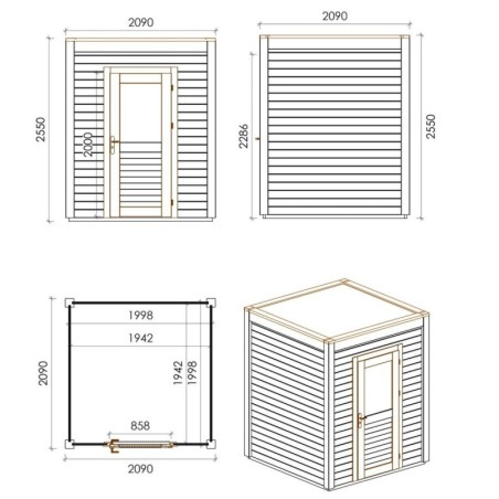 Modern Tuinhuis Luma | 200x200 cm | Geïmpregneerd