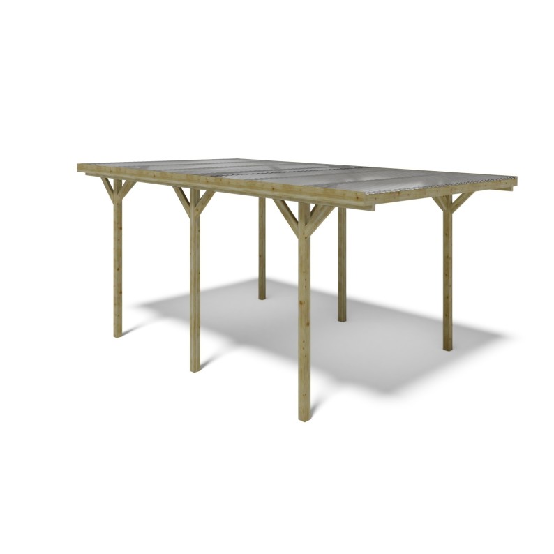 Carport, garageschuilplaats - 3.04x5.12 m - 15.57 m² - trapeziumvormige plaatbedekking