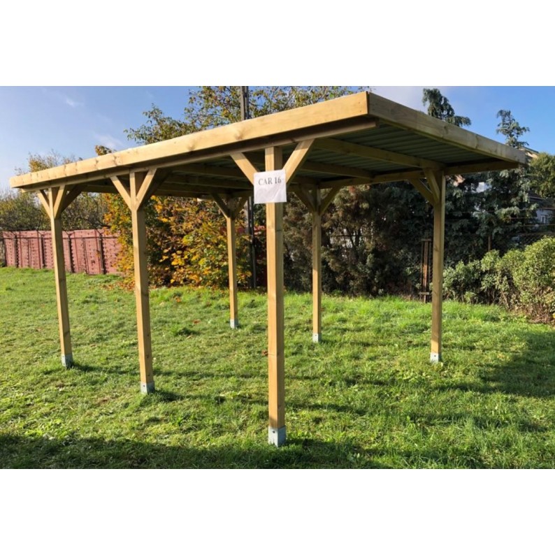 Carport, garageschuilplaats - 3.04x5.12 m - 15.57 m² - trapeziumvormige plaatbedekking