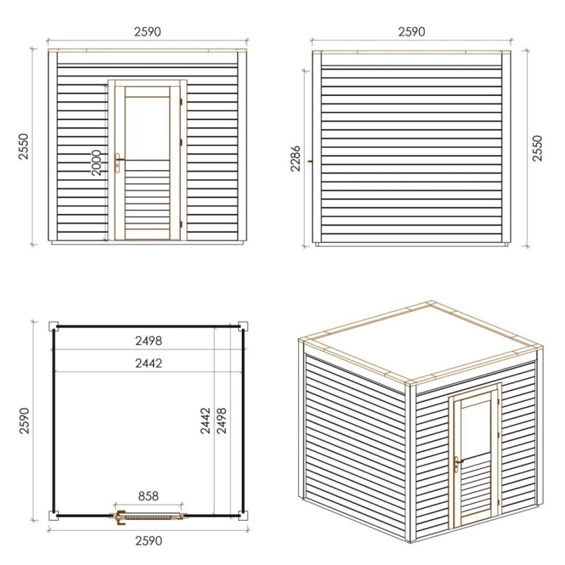 Modern Tuinhuis Nexa | 250x 250 cm | geïmpregneerd