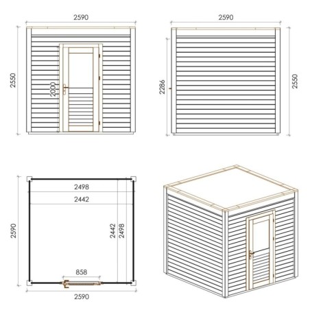 Modern Tuinhuis Nexa | 250x 250 cm | geïmpregneerd