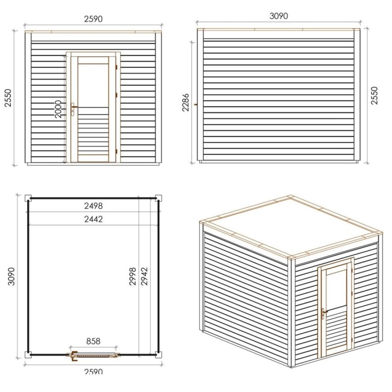 Modern Tuinhuis Nexa | 250x300 cm | geïmpregneerd