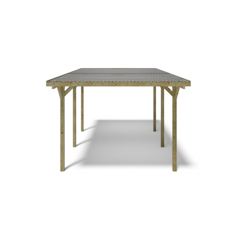 Carport, garageschuilplaats - 3.04x5.12 m - 15.57 m² - trapeziumvormige plaatbedekking